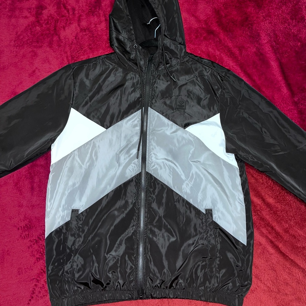 Black and Gray Chevron Hooded Jacket